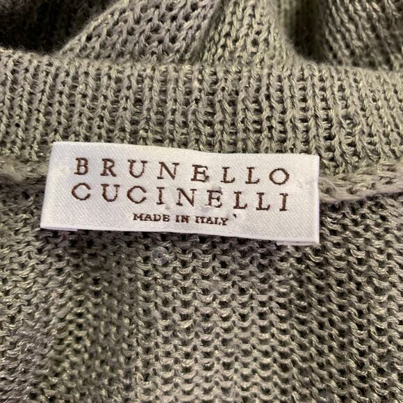 BRUNELLO CUCINELLI Size S Green Sage Linen Blend Knit Sleeveless Casual Top - Picture 7 of 10